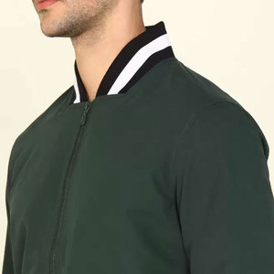 <b>Men's</b> Green Bomber <b>Jacket</b> Regular Fit Zipper Closure Stand Collar Casual Style Winter Wear Reversible Windproof Eco-Friendly - Product Image 3