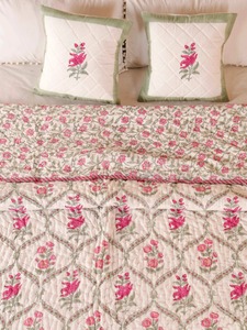 Traditional Embroidered Cotton <b>Quilt</b> Floral Pattern All-Season Home Decor <b>Bedding</b> Set - Product Image 5