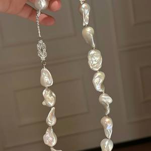 Collier de perles d'eau douce baroque haut de gamme, chaîne irrégulière pour clavicule, style rétro luxueux, beauté naturelle - Product Image 4