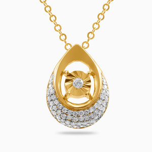 Collier pendentif en or jaune pour femme, forme goutte d'eau, diamant taille brillant rond, chaîne de luxe, pour usage quotidien - Product Image 2
