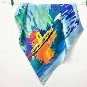 Women's Geometric Pattern <b>Square</b> Scarf 68x68cm Mulberry Silk Digital Print Breathable Soft Fashion Headscarf <b>Hijab</b> All Seasons - Product Image 6