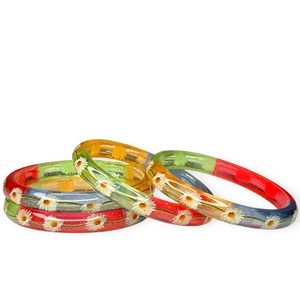 Nuevo Juego de Brazaletes Florales Acrílicos Chapados en Oro de Alta Venta 2026 para Mujer, Lindo Patrón de Flores para Boda a Precio de Mayoreo - Product Image 3