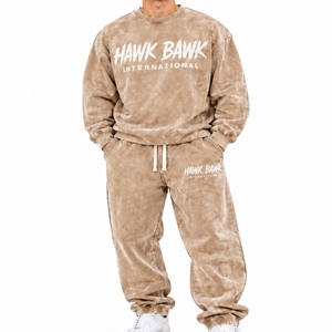 <b>Men</b>’s Custom Color Casual Sweatsuit <b>Set</b> Custom Crew Neck Long Sleeve Joggers Casual Wear 100% Cotton French Terry Autumn - Product Image 1