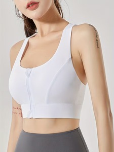 Soutien-gorge de sport à col rond pour femme |   Soutien-gorge de sport anti-frottement à fermeture éclair |   Haut de sport de course à pied à performance élastique supérieure - Product Image 5