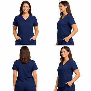 Ensemble de blouses médicales pour femmes grandes tailles, tissu extensible, haut à col en V et pantalon, uniforme infirmier avec poches - Product Image 5