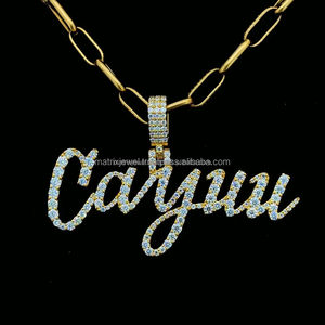 VVS Moissanite ชื่อฮิปฮอปผู้หญิงเครื่องประดับที่ดีสร้อยคอประดับตัวอักษรน้ำแข็ง925จี้แร็ปเปอร์เงินสเตอร์ลิง - Product Image 1