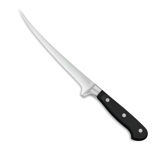 Cuchillos profesionales para filetear de 7 pulgadas, hoja curva afilada de acero inoxidable con mango ergonómico negro de triple remache para filetear pescado - Product Image 2