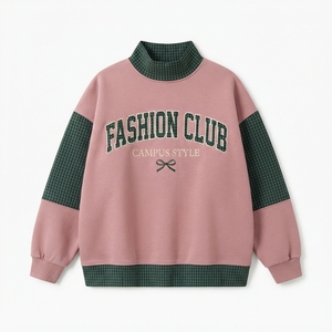 เสื้อสเวตเชิ้ตคอเต่าโอเวอร์ไซส์สีเขียวอมฟ้าสำหรับผู้หญิง พิมพ์ลายสโมสรพายเรือ ผ้าฝ้าย 100% เหมาะสำหรับใส่ในฤดูใบไม้ร่วง - Product Image 5
