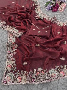 Fil à broder Reglance Royal Designer pour sari en satin, broderie à la main, travail de bordure Butta, séchage rapide, sans plis, nouveauté - Product Image 5