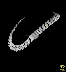 <b>Men</b> Luxury 20mm Baguette miami Cuban Link <b>Chain</b> with Moissanite <b>Diamonds</b> in 925 Sterling Silver Pass <b>Diamond</b> Tester - Product Image 2