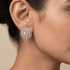 Pendientes de Diamantes Cultivados en Laboratorio, Oro Blanco, Diseño Floral Redondo, Joyería Fina de Lujo, Elegante Regalo para Mujer - Product Image 6