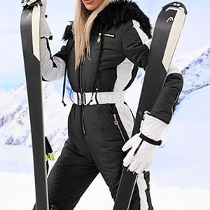 Combinaison de ski pour femme, imperméable, coupe-vent, isolée, avec capuche et col en fourrure, pour sports d'hiver en plein air - Product Image 3
