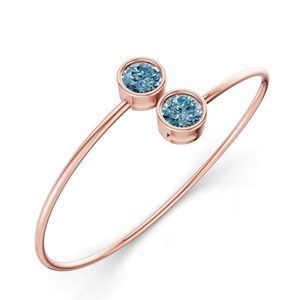 Brazalete Cleo Flexi de Oro Rosa de 14 Quilates con Diamante de Laboratorio Azul Hielo (1 Ct.) Tw. Brazaletes Románticos Certificados de Moda para Mujer - Product Image 5