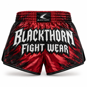Shorts de sport Muay Thai MMA pour hommes, 100% polyester satiné, séchage rapide et respirant, fermeture à cordon, poches - Product Image 4