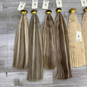Extensiones de Punta I rusas de queratina resaltada de doble dibujado, recto, Rubio, negro, cutícula, cabello alineado, materia prima, paquetes de ondas - Product Image 3