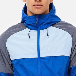 Ensemble de survêtement à capuche pour homme, manches longues, short léger, coupe-vent, sportif, color block bleu-gris, idéal pour le printemps - Product Image 2