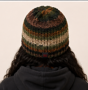 Bonnet en tricot épais rayé fait main sur mesure, chaud pour l'hiver, en tricot côtelé épais, jacquard, pour femme - Product Image 3
