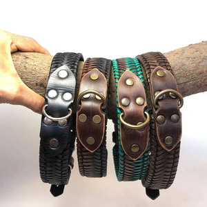 Handmade premium leather pet collar featuring <b>braided</b> design for comfort strength and fashionable appearance in low price - Product Image 2