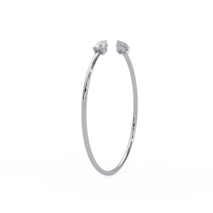Pulsera Abierta de Plata de Ley 925 Hecha a Mano con Diamantes Cultivados en Laboratorio, Dos Piedras, Chapada en Oro, Joyería Fina Minimalista - Product Image 4