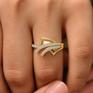 Bague moderne à plusieurs rangs en or jaune 14 carats avec diamants de laboratoire taille ronde, DEF VVS, bagues de fiançailles, bijoux fins, fournisseur en gros - Product Image 2