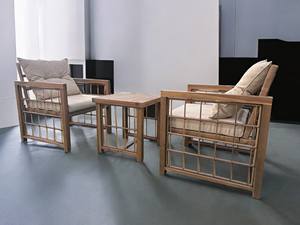 Ensemble de canapé en bois de rotin extérieur portable de luxe avec coussins pour meubles de salon de jardin de patio d'appartement - Product Image 5