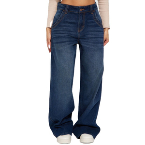 Nuevo Diseño, Pantalones Vaqueros 100% Algodón, Ropa de Moda para Mujer, Jeans Azules Lavados, Pantalones Acampanados para Mujer, Logotipo Personalizado - Product Image 5