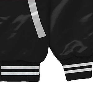 Veste varsity pour homme de qualité supérieure, noire et blanche, avec fermeture à boutons pression, col, poignets et ourlet en tricot côtelé, et poches latérales - Product Image 4