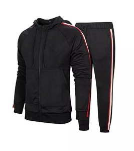 Conjunto Deportivo de Forro Polar con Capucha Negra, Chaqueta con Cierre Completo y Pantalones Jogger, Transpirable, de Poliéster y Algodón, con Logotipo Personalizado 2026 - Product Image 1