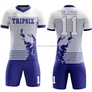 Uniforme de football pour équipes de clubs uniformes de football d'équipe universitaire blanc et violet ensemble d'uniformes de football respirant 100% polyester adulte