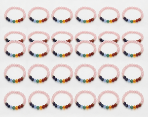 High Quality Rose Quartz with seven chakra Beads Bracelet Romantic Gift Fashion Charm Jewelry for Men Women Energy Meditation - Product Image 4
