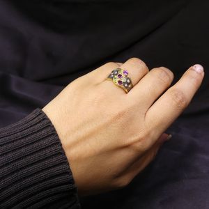 Wedding Wear 925 Sterling Silver Gold Plated Jewelry <b>Labradorite</b> Emerald White Topaz Gemstone Women Wear Classic <b>Ring</b> - Product Image 4