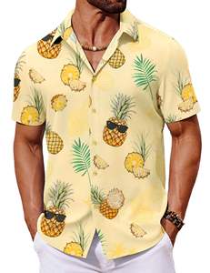 Chemise d'été tropicale pour homme à manches courtes, imprimé floral hawaïen, décontractée, boutonnée, colorée, pour les vacances - Product Image 2