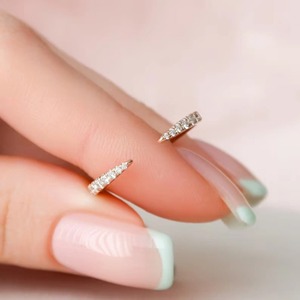 Cut 0.25 CT Lab Grown Diamond Prong Set IGI Certified Minimalist Wedding Band 14K Rose Gold Half Eternity Open Cuff <b>Adjustable</b> - Product Image 4