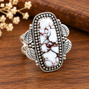Natural Wild Horse <b>Turquoise</b> Leaf Design <b>Ring</b> Western Boho Statement Gemstone Jewelry <b>Ring</b> for Women Wholesale - Product Image 1