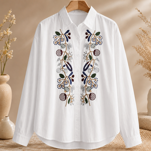 Premium White Cotton Embroidered <b>Shirt</b> for <b>Women</b> Full Sleeve Button Down Casual <b>Dress</b> Blouse for B2B Wholesale - Product Image 2