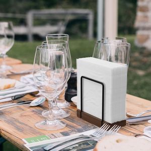 Napkin Holder for <b>Table</b> Iron Standing Napkin Dispenser for <b>Dining</b> <b>Table</b> Farmhouse <b>Rustic</b> <b>Wood</b> Holders Room Decor Black & Brown - Product Image 4