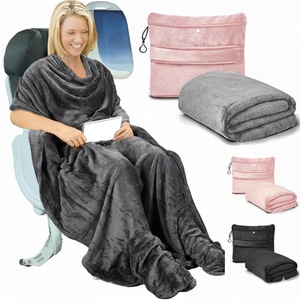 450g Polyester Multi-functional Travel Foldable Airplane Shawl Office Sofa Nap Throw Blanket Travel Pillow - Product Image 1