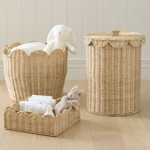 Panier de rangement en rotin tendance en forme de vague ouverte, organisateur polyvalent pour articles divers de chambre d'enfant, mobilier de chambre de bébé, nouveauté en gros - Product Image 1