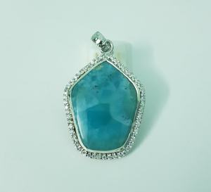 Colgante de Larimar en Plata de Ley 925, Joyería de Piedra Preciosa Natural Hecha a Mano, Elegante Regalo para Mujer, Estilo Oceánico - Product Image 1