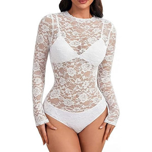 Solid Trader Comfort Fit Solid <b>Net</b> Bodysuit Simple Plain Style Breathable Resort Wear <b>Tops</b> Women Beach Wear - Product Image 1
