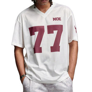 Maillot de football américain surdimensionné en maille 220 GSM, streetwear, col en V, impression de numéro personnalisée, marque privée, production en gros OEM - Product Image 2