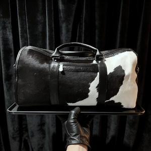 Bolsa de Viaje de Cuero de Diseño Original, Patrón de Piel de Vaca, Cierre de Cremallera, Bolsa de Fin de Semana, Duradera, Amplia Capacidad de Almacenamiento - Product Image 4