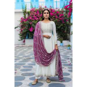 Fancy Anarkali <b>Gown</b> with Dupatta & Bottom Set Modest Clothing Collection - Product Image 4