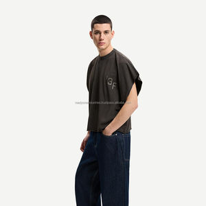 Alta calidad 100% algodón suelto Color sólido de gran tamaño Fitness deportes entrenamiento chaleco Casual sin mangas hombres camiseta - Product Image 3