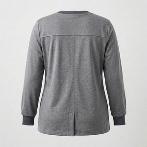 Ensemble de blouses médicales personnalisées pour femmes, avec veste chaude à fermeture éclair sur le devant, grandes tailles, en mélange de polyester, avec poignets côtelés, pour usage hospitalier, en jersey - Product Image 3