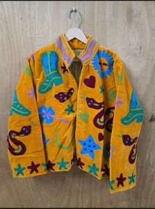 Chaqueta de terciopelo bordada a mano con cadena de colores para mujer, estilo retro vaquero occidental, con estampado, abierta por delante, tipo kimono, abrigos de invierno - Product Image 2