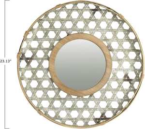 Espejo de Pared Metálico con Marco de Madera, Acabado Galvanizado, Estilo Rústico Industrial, Decorativo para Sala de Estar, Dormitorio, Entrada, Baño - Product Image 5