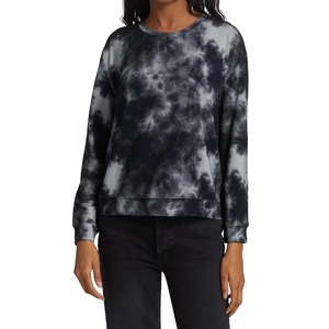 Sweat-shirt à col rond tie-dye noir et gris, effet marbré, unisexe, pour hommes et femmes, style grunge streetwear, en coton molletonné, personnalisable OEM - Product Image 4