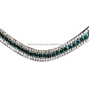 Pulsera de piel auténtica con acabado supersuave para mujer, brazalete de piel auténtica con cristales de color verde esmeralda, 3 filas - Product Image 2