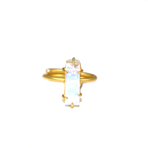 Bohemian Design Opalite Gemstone Rectangle Shape 22K <b>Gold</b> Plated Free Size <b>Ring</b> Jewellery For Women Girls Wholesale Bulk - Product Image 1